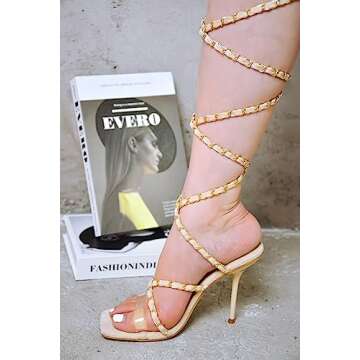 Cape Robbin Strappy Heels for Women Stripper Heels Sexy Womens Heels Woven High Heels for Women - Women's Heeled sandals Strappy Heels Women Heels Hani