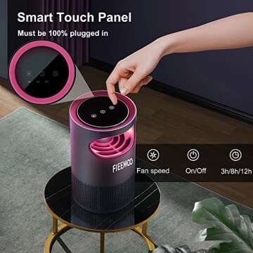 Fieemoo Indoor Insect Trap Non-Zapper, Fruit Fly Traps for Indoors with Purple Bug Light, Strong Suc...