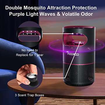 Fieemoo Indoor Insect Trap Non-Zapper, Fruit Fly Traps for Indoors with Purple Bug Light, Strong Suction & Air Drying Tray, Indoor Mosquito Traps for Flies, Mosquito, Gnats