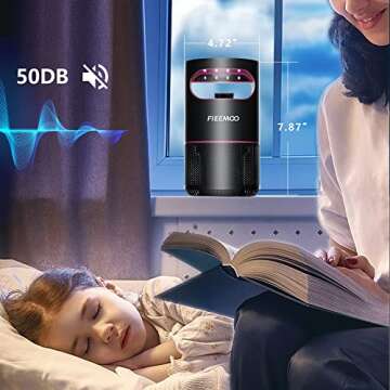 Fieemoo Indoor Insect Trap Non-Zapper, Fruit Fly Traps for Indoors with Purple Bug Light, Strong Suction & Air Drying Tray, Indoor Mosquito Traps for Flies, Mosquito, Gnats