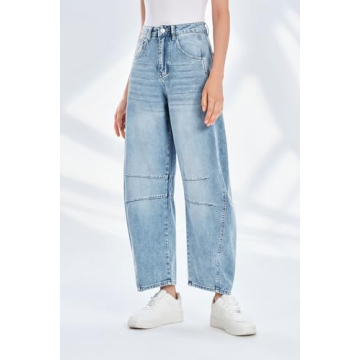 Stylish PLNOTME Women's Baggy Jeans Vintage Wide Leg Comfort