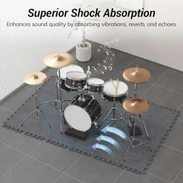 TONOR Drum Mat Set, 18PCS, Each 15.8'' x 11.8'' x 0.35'', Soundproof Carpet with Non-Slip Bottom, Thick Sound Absorbing Panel for Electric Drum Set, with Bass Anchor, Large