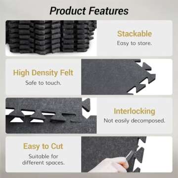 TONOR Drum Mat Set, 18PCS, Each 15.8'' x 11.8'' x 0.35'', Soundproof Carpet with Non-Slip Bottom, Thick Sound Absorbing Panel for Electric Drum Set, with Bass Anchor, Large