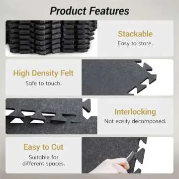 TONOR Drum Mat Set, 18PCS, Each 15.8'' x 11.8'' x 0.35'', Soundproof Carpet with Non-Slip Bottom, Thick Sound Absorbing Panel for Electric Drum Set, with Bass Anchor, Large