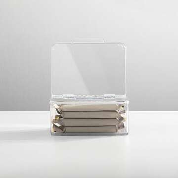 mDesign Plastic Kitchen Pantry and Fridge Storage Organizer Box Containers w/Hinged Lid for Shelves or Cabinets, Holds Food, Snacks, Seasoning, Condiments, Utensils, Lumiere Collection, 4 Pack, Clear