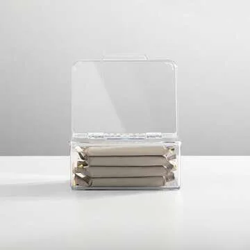 mDesign Plastic Kitchen Pantry and Fridge Storage Organizer Box Containers w/Hinged Lid for Shelves or Cabinets, Holds Food, Snacks, Seasoning, Condiments, Utensils, Lumiere Collection, 4 Pack, Clear