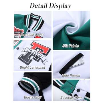 Flygo Women's Cropped Varsity Jacket Stylish Streetwear