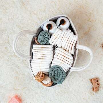 Comfy Cubs Diaper Caddy Organizer- Large Portable Baby Diaper Caddy Nursery Storage Bin and Car Travel Basket - Tote Bag with Dividers for Diapers & Wipes, Blush