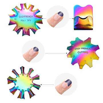 Allstarry 7pcs Nail Art Manicure Edge Trimmer Easy French Smile Line Stainless Steel DIY Plate Module Nail Acrylic Cutter Tool Kit for Nail Art