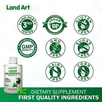 Liquid Chlorophyll Mint Flavored – Cold Extracted from Wild Non-GMO Alfalfa - Detox - Alkaline - Natural Body Deodorant – Antioxidant - 16 fl oz