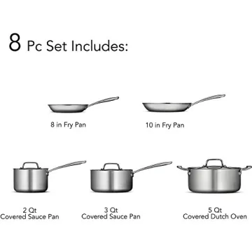 Tramontina Stainless Steel Tri-Ply Cookware Set - 8 Pieces