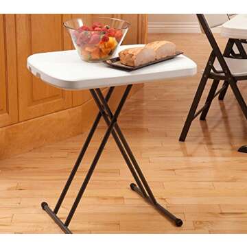 Lifetime 80251 Adjustable Folding Laptop Table TV Tray, 26 Inch, White Granite
