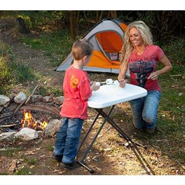 Lifetime 80251 Adjustable Folding Laptop Table TV Tray, 26 Inch, White Granite