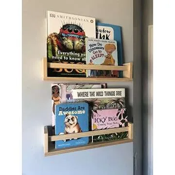 Gneric Floating Shelves for Wall, Burlywood Nursery Book Shelves, 15.7 inch Kids Bookshelf, Wall Shelves for Living Room Bedroom Decor,Kitchen Spice Rack,Bathroom Storage Rack(2 Pack)