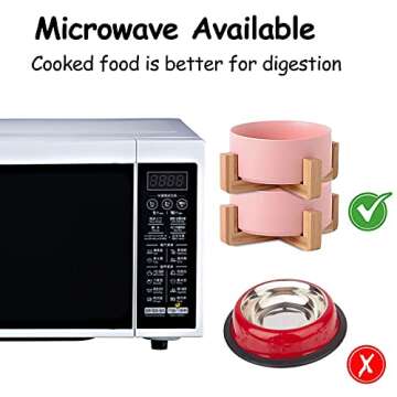 Petygooing Dog Cat Bowl Ceramic Pink Pet Dish with Stand for Food and Water, Modern Cute Matte Glaze...