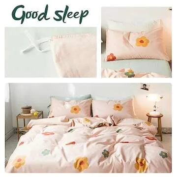 AOJIM Pure Cotton Colorfast Duvet Cover Queen Size 3pcs, Chic Floral Print Bedding Comforter Cover Set for Kids Adults, 1 Soft Breathable Quilt Cover and 2 Pillowcases, Machine Washable, No Comforter