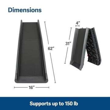 PetSafe Happy Ride Foldable Pet Ramp, Lightweight Design, Durable Material, Supports Up to 150 Lb, H...