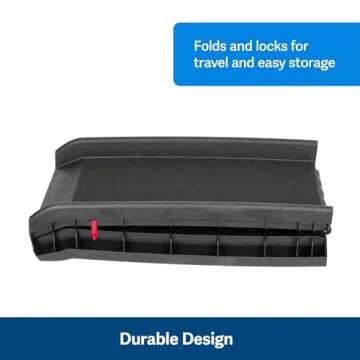 PetSafe Happy Ride Foldable Pet Ramp, Lightweight Design, Durable Material, Supports Up to 150 Lb, High Traction Surface, Safety Latch for Secure Storage, Outdoor Pet Ramp (Dark Gray)