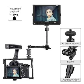 FOMITO 11 inch Articulating Magic Arm + Super Clamp for DSLR Rig Camera to LCD Monito, LED Video Light