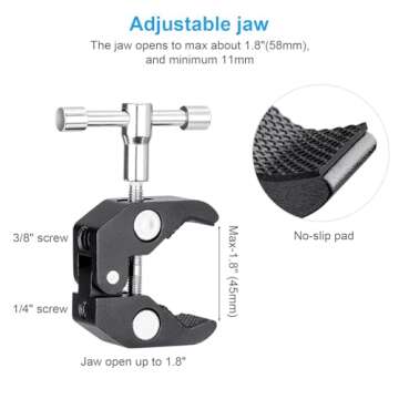 FOMITO 11 inch Articulating Magic Arm + Super Clamp for DSLR Rig Camera to LCD Monito, LED Video Light