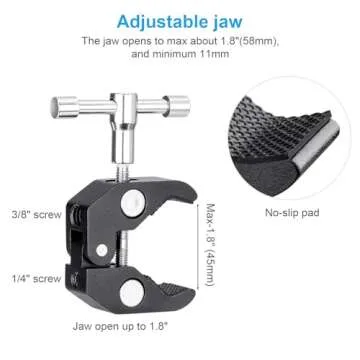 FOMITO 11 inch Articulating Magic Arm + Super Clamp for DSLR Rig Camera to LCD Monito, LED Video Light