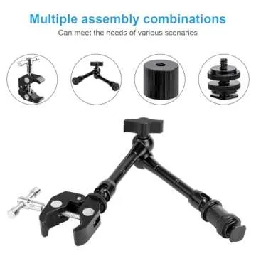 FOMITO 11 inch Articulating Magic Arm + Super Clamp for DSLR Rig Camera to LCD Monito, LED Video Light