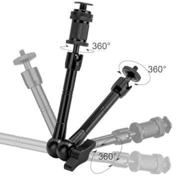 FOMITO 11 inch Articulating Magic Arm + Super Clamp for DSLR Rig Camera to LCD Monito, LED Video Light