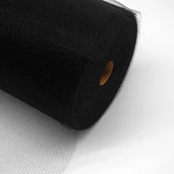 IONTACH Black Tulle Fabric Rolls 54 Inch for Events