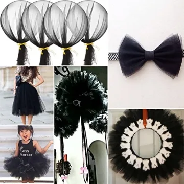 IONTACH Black Tulle Fabric Rolls 54 Inch for Events