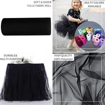 IONTACH Black Tulle Fabric Rolls 54 Inch for Events