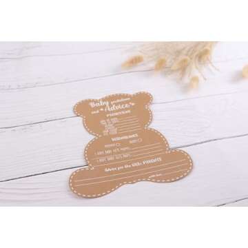 Baby Shower Games - Boy or Girl - We Can Bearly Wait Teddy Bear Baby Shower Advice Cards for Parents to Be - Set of 50 - Woodland Baby Shower Games (Teddy Bear)