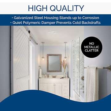 Broan-NuTone 688 Ceiling and Wall Ventilation, 50 CFM 4.0 Sones, White Bath Fan