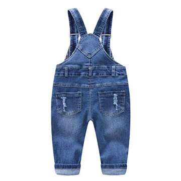 KIDSCOOL SPACE Baby Boy Girl Jean Overalls,Toddler Ripped Denim Cute Workwear,Blue,4-5 Years