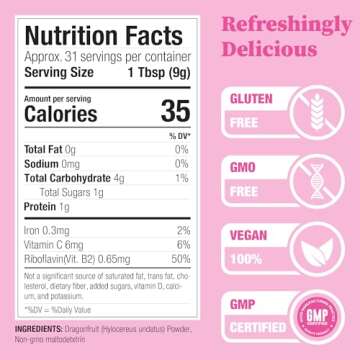 Pink Pitaya Powder, 8 Ounces, Non GMO, Gluten Free, Vegan, Packaged Locally in California