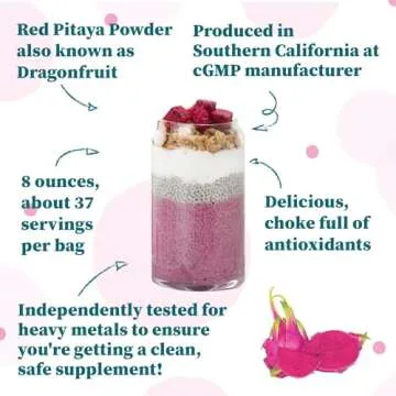 Pink Pitaya Powder, 8 Ounces, Non GMO, Gluten Free, Vegan, Packaged Locally in California