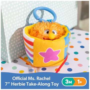 Ms. Rachel Official Herbie Sensory Take-Along Toy, Baby Swing & Baby Stroller Teething Toys w/Rattle...