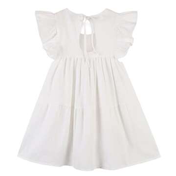 RJXDLT Toddler Dress Baby Girls Cotton Linen Ruffle Sleeve Tiered Swing Casual Summer Boho Dresses 3...