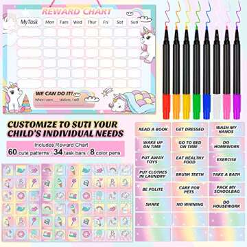 Chore Chart for Kids,Magnetic Behavior Reward Chart at Home Daily,Responsibility Chart for Encourage Learning, Potty Training, Wipe Clean, Bedtime, School Work Pink