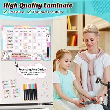 Chore Chart for Kids,Magnetic Behavior Reward Chart at Home Daily,Responsibility Chart for Encourage Learning, Potty Training, Wipe Clean, Bedtime, School Work Pink