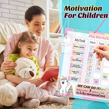 Chore Chart for Kids,Magnetic Behavior Reward Chart at Home Daily,Responsibility Chart for Encourage Learning, Potty Training, Wipe Clean, Bedtime, School Work Pink