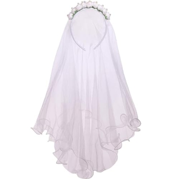 Elegant Floral First Communion Veil for Girls (24 inch)