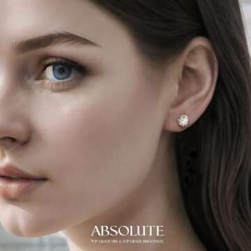 Moissanite Earrings for Women Sterling Silver Stud Earrings Studs 2 Carat Hypoallergenic Earrings For Women Gifts for Her Birthday ABSOLUTE