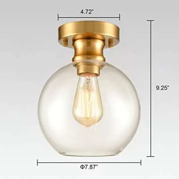 AXILAND Gold Ceiling Light Fixture Flush Mount 7.87"