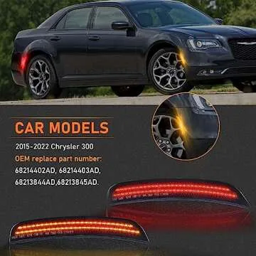 POPMOTORZ Full LED Front Rear Side Marker Lights Kits 4 Pack Compatible With 2015 2016 2017 2018 2019 2020 2021 2022 2023 2024 Chrysler 300 Fender Amber/Red LED Side Marker Lamps Smoke Lens