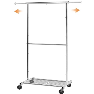 Simple Trending Clothing Garment Rack with Wheels - Extendable