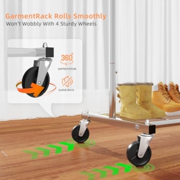 Simple Trending Clothing Garment Rack with Wheels - Extendable