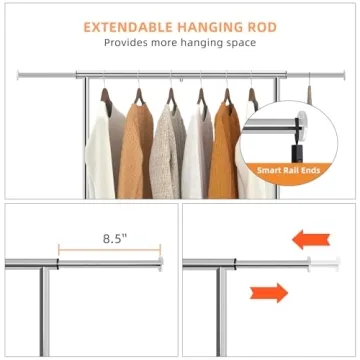 Simple Trending Clothing Garment Rack with Wheels - Extendable