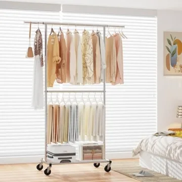 Simple Trending Clothing Garment Rack with Wheels - Extendable
