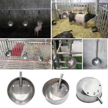 MUDUOBAN Automatic Pig Waterer System Stainless Steel,Automatic Waterer Water Bowl for Pig Hog Farm Animal Drinking Water Trough (Extra Large)