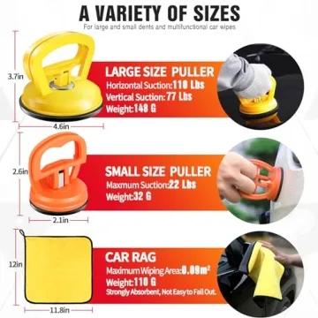 Ynipanda Dent Puller,3pcs Car Dent Puller with Rag,Dent Repair Kit,Puller Dent Suction Cup,Car Dent Puller for Maintenance Workers,Dent Puller for Cars Body,Glass,Screen,Objects Moving